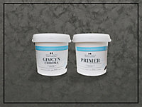 Gimcyn Chroma - Textured, Intense Metallic Wall Paint Bundle. Includes Paint and Primer - Covers 5SQM - In Colour MAGNETITE