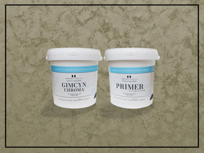 Gimcyn Chroma - Textured, Intense Metallic Wall Paint Bundle. Includes Paint and Primer - Covers 5SQM - In Colour PYRITE