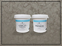 Gimcyn Chroma - Textured, Intense Metallic Wall Paint Bundle. Includes Paint and Primer - Covers 5SQM - In Colour SMOKY QUARTZ