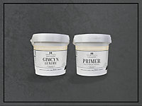 Gimcyn Luxury- Textured, Metallic, Iridescent Wall Paint Bundle. Includes Paint and Primer - Covers 5SQM - In Colour GREY PEARL