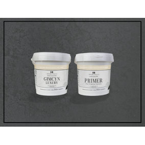 Gimcyn Luxury- Textured, Metallic, Iridescent Wall Paint Bundle. Includes Paint and Primer - Covers 5SQM - In Colour GREY PEARL