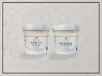 Gimcyn Luxury- Textured, Metallic, Iridescent Wall Paint Bundle. Includes Paint and Primer - Covers 5SQM - In Colour PEARL WHITE