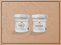 Gimcyn Luxury- Textured, Metallic, Iridescent Wall Paint Bundle. Includes Paint and Primer - Covers 5SQM - In Colour ROSE GOLD