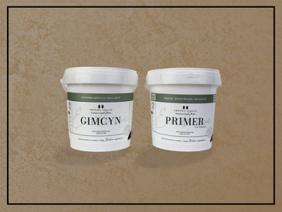 Gimcyn - Textured, Metallic Wall Paint Bundle. Includes Paint and Primer - Covers 5SQM - In Colour AMBER.