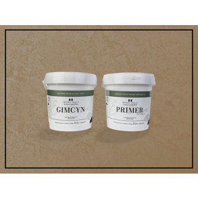 Gimcyn - Textured, Metallic Wall Paint Bundle. Includes Paint and Primer - Covers 5SQM - In Colour AMBER.