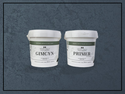 Gimcyn - Textured, Metallic Wall Paint Bundle. Includes Paint and Primer - Covers 5SQM - In Colour BENITOITE.