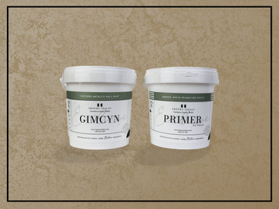 Gimcyn - Textured, Metallic Wall Paint Bundle. Includes Paint and Primer - Covers 5SQM - In Colour CITRINE.
