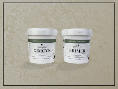 Gimcyn - Textured, Metallic Wall Paint Bundle. Includes Paint and Primer - Covers 5SQM - In Colour CLOUDY QUARTZ.