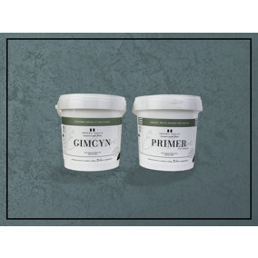 Gimcyn - Textured, Metallic Wall Paint Bundle. Includes Paint and Primer - Covers 5SQM - In Colour EMERALD.