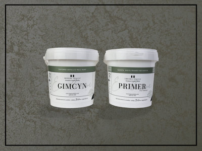 Gimcyn - Textured, Metallic Wall Paint Bundle. Includes Paint and Primer - Covers 5SQM - In Colour GREEN HEMATITE.