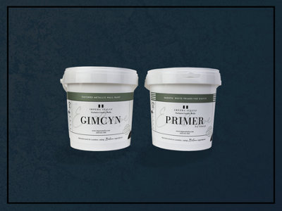 Gimcyn - Textured, Metallic Wall Paint Bundle. Includes Paint and Primer - Covers 5SQM - In Colour NAVY BLUE.