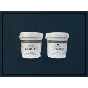 Gimcyn - Textured, Metallic Wall Paint Bundle. Includes Paint and Primer - Covers 5SQM - In Colour NAVY BLUE.