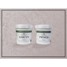 Gimcyn - Textured, Metallic Wall Paint Bundle. Includes Paint and Primer - Covers 5SQM - In Colour PINKOPAL.