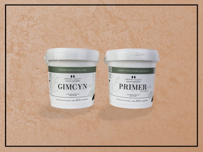 Gimcyn - Textured, Metallic Wall Paint Bundle. Includes Paint and Primer - Covers 5SQM - In Colour ROSE QUARTZ.