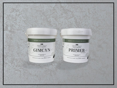 Gimcyn - Textured, Metallic Wall Paint Bundle. Includes Paint and Primer - Covers 5SQM - In Colour SAPPHIRE.