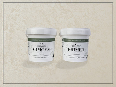 Gimcyn - Textured, Metallic Wall Paint Bundle. Includes Paint and Primer - Covers 5SQM - In Colour WHITE AGATE.