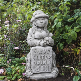Gin Woman Funny Stone Garden Statue