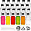 Ginger Glass Shot Bottles Mini Set of 24 with Pouring Funnel, 48 Mini Round Stickers and Chalk Pen for Labelling