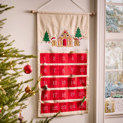 Gingerbread Hanging Fabric Christmas Advent Calendar