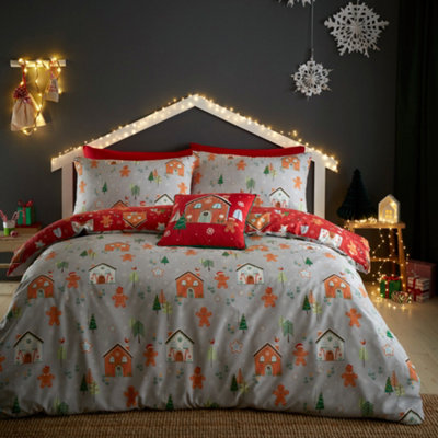 Gingerbread House Reversible Gingerbread Man Print Duvet Cover Set