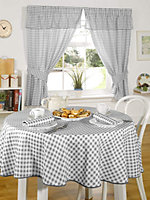 Gingham Checked Pencil Pleat Kitchen Curtains