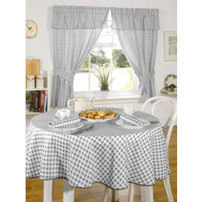 Gingham Checked Pencil Pleat Kitchen Curtains