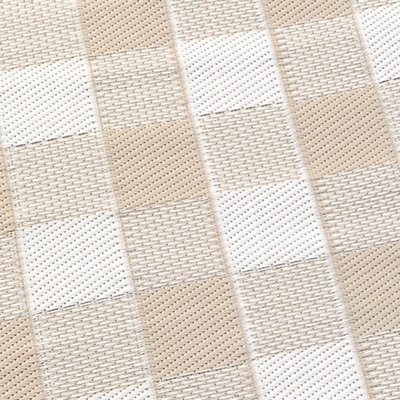 Gingham Classic Check Print UV Resistant Natural Outdoor Rug