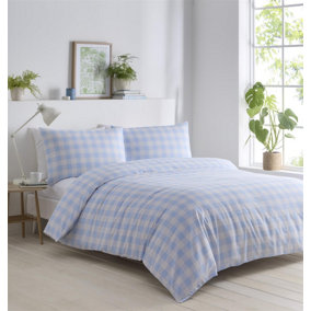 Gingham Pink Duvet Cover Set, Size Super King