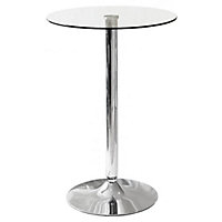 Gino Bar Table Round Breakfast table kitchen living and dining room room Multi-purpose 2 Seater Clear Glass Dia.60xH90cm