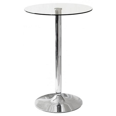 Gino Bar Table Round Breakfast table kitchen living and dining room room Multi-purpose 2 Seater Clear Glass Dia.60xH90cm