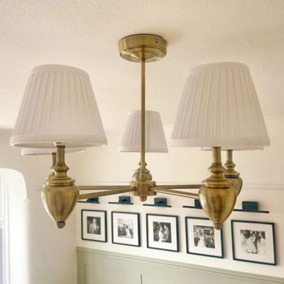 Giona Antique Brass & White Semi Flush 5 Light