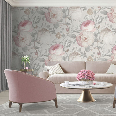 Blush Pink Solid Fabric, Wallpaper and Home Decor