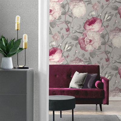 Pink Grey Fabric, Wallpaper and Home Decor