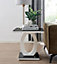 Giovani Modern Square White High Gloss and Black Glass Top Side End Table Perfect for Living Rooms Hallways Bedrooms