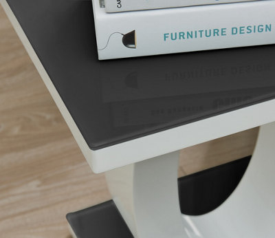 Giovani Modern Square White High Gloss and Black Glass Top Side End Table Perfect for Living Rooms Hallways Bedrooms