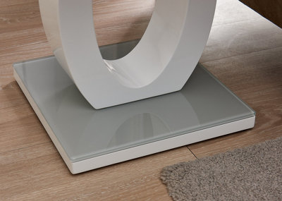 Giovani Modern Square White High Gloss and Grey Glass Top Side End Table Perfect for Living Rooms Hallways Bedrooms