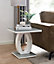 Giovani Modern Square White High Gloss and Grey Glass Top Side End Table Perfect for Living Rooms Hallways Bedrooms