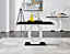 Giovani Rectangular 4 Seat White High Gloss Unique Halo Dining Table Black Glass Top 4 Grey Faux Leather Silver Leg Milan Chairs