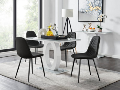 High gloss grey best sale dining table and chairs