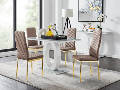 Giovani Rectangular 4 Seat White High Gloss Unique Halo Dining Table