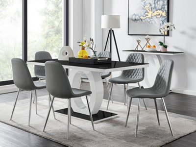 Giovani Rectangular 6 Seat White High Gloss Unique Halo Dining Table ...