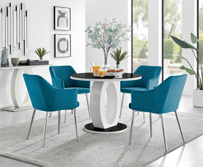 Black dining chairs with 2024 silver legs