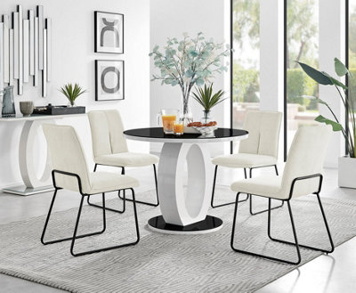 White base glass top 2024 dining table