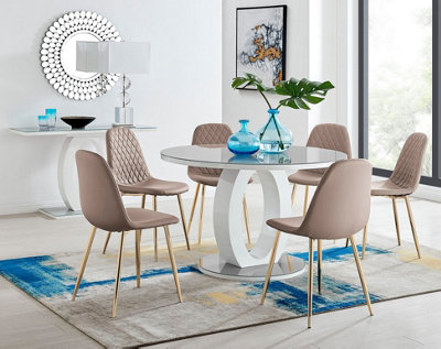 Round glass top dining store table for 6