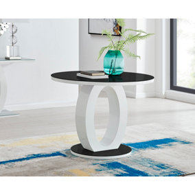 Giovani White & Black High Gloss & Glass 100cm Round Table