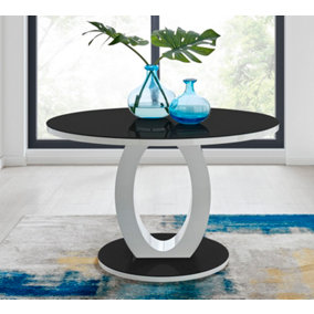 Giovani White & Black High Gloss & Glass 120cm Round Table