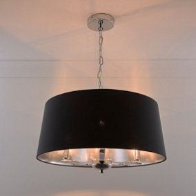 Giovanna 3 Light Chrome Chandelier and Black Shade