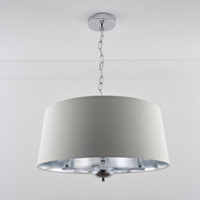 Giovanna 3 Light Chrome Chandelier and Grey Shade