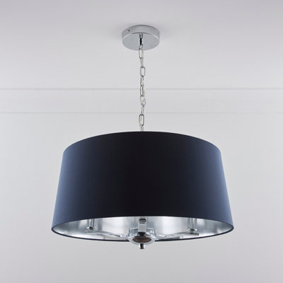 Giovanna 3 Light Chrome Chandelier and Navy Shade