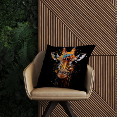 Giraffe Face Splashart Outdoor Cushion 60cm x 60cm